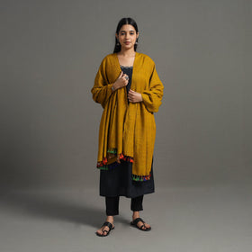 Yellow - Kutch Handwoven Silk x Woolen Shawl 29