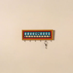 Kutch mud mirror work lippan art key holder (4 x 12 in) 20