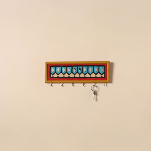 Kutch mud mirror work lippan art key holder (4 x 12 in) 20