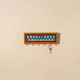 Kutch mud mirror work lippan art key holder (4 x 12 in) 20