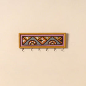 Kutch mud mirror work lippan art key holder (4 x 12 in) 22