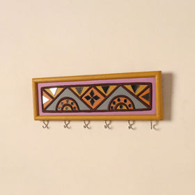 Kutch mud mirror work lippan art key holder (4 x 12 in) 22