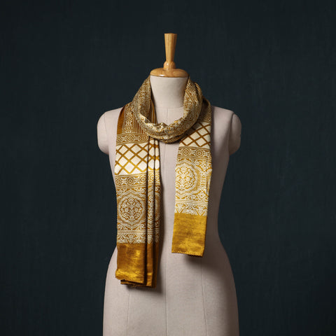 Kutch printed mashru silk stole 29 - handcrafted