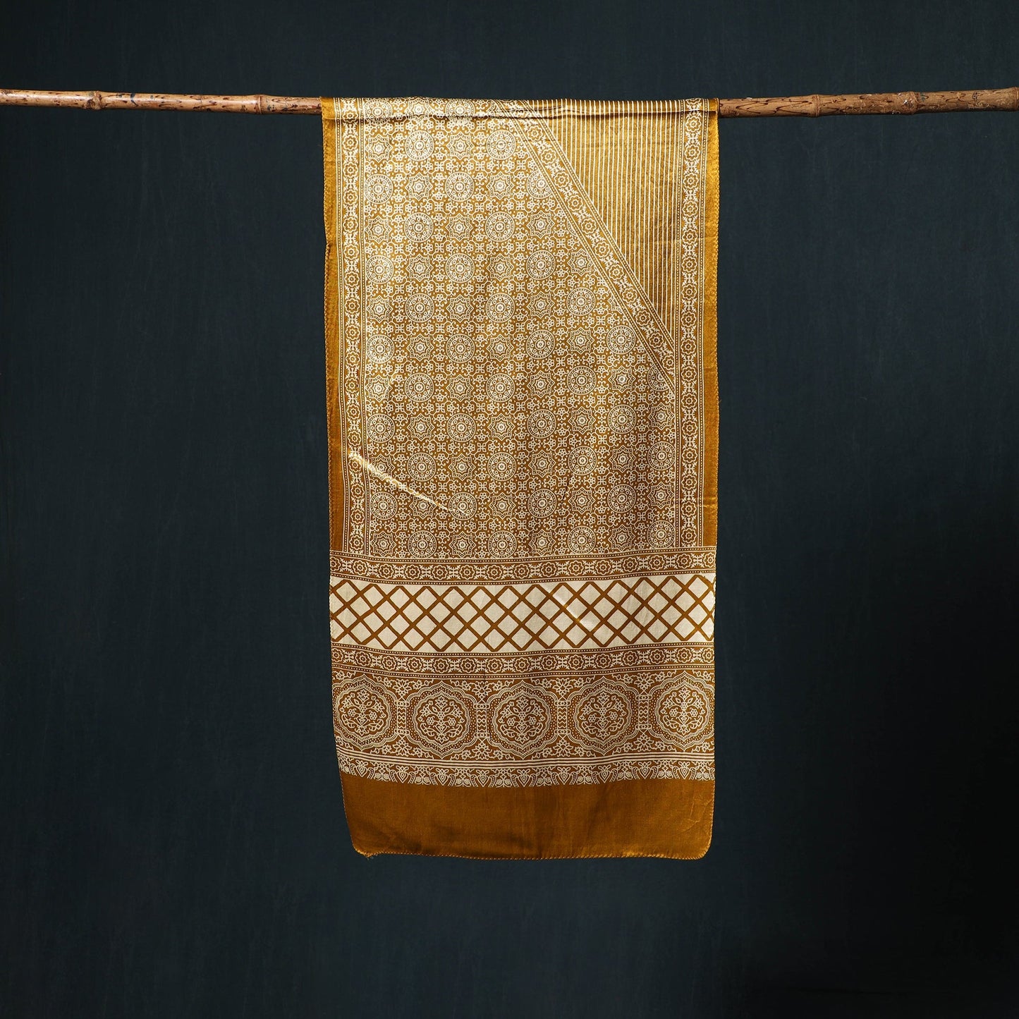Kutch printed mashru silk stole 29 - handcrafted