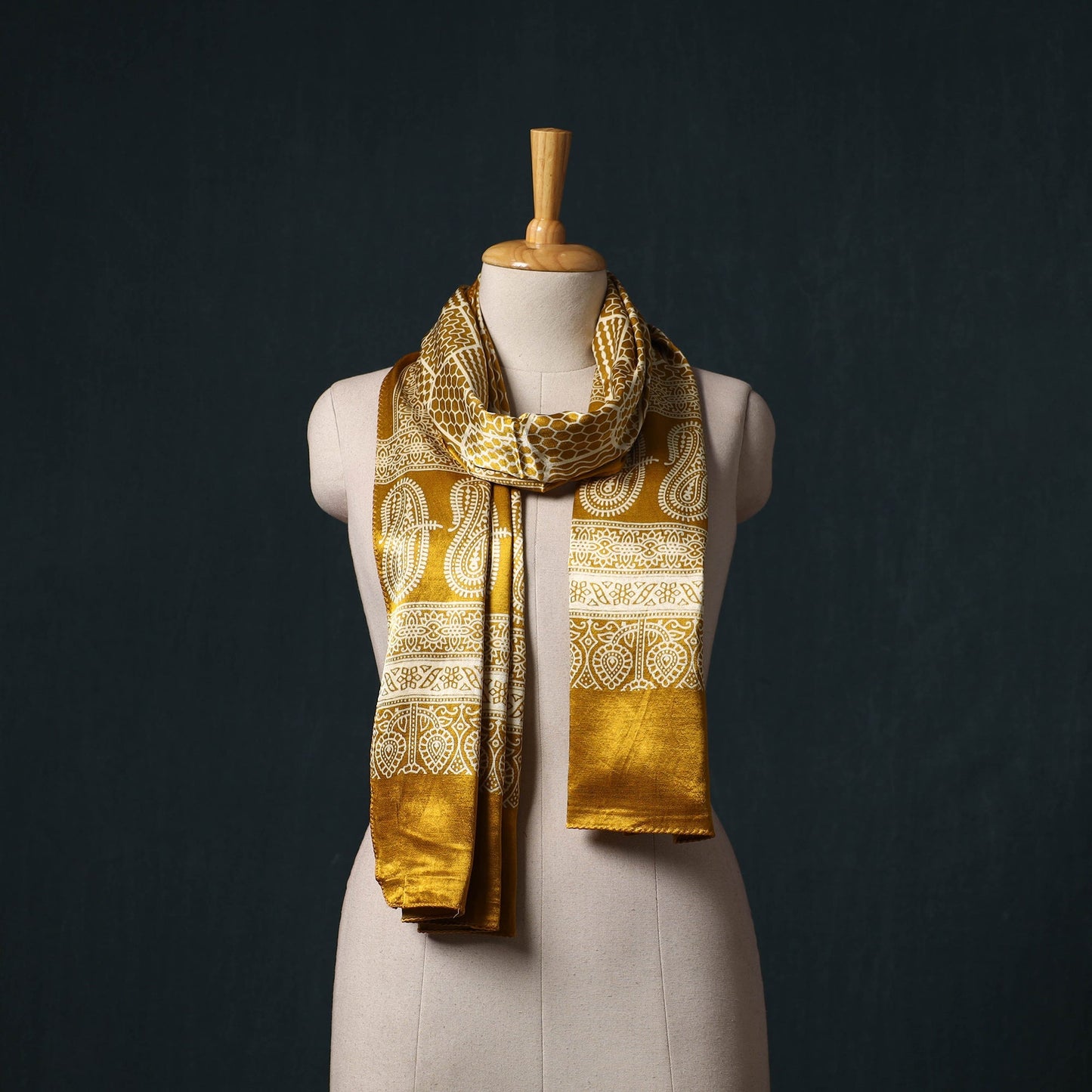 Kutch printed mashru silk stole 34 - handcrafted