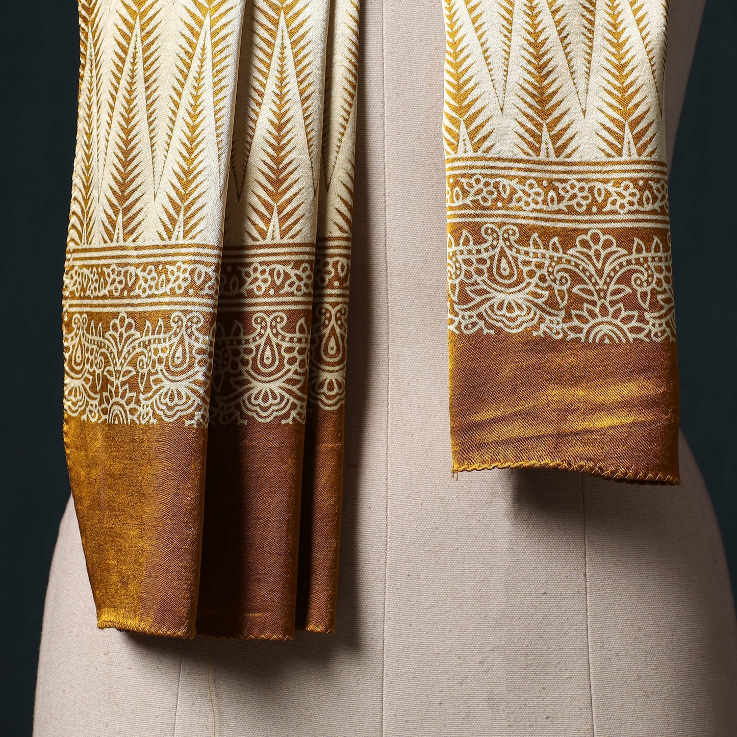 Kutch printed mashru silk stole 37 - handcrafted