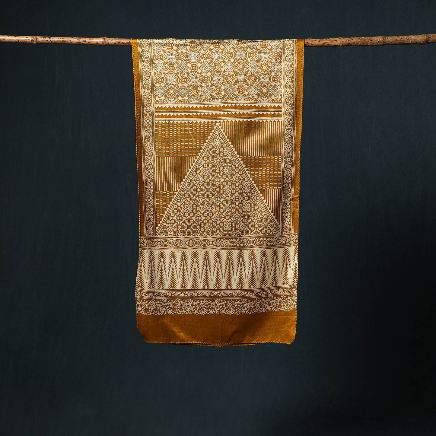 Kutch printed mashru silk stole 37 - handcrafted