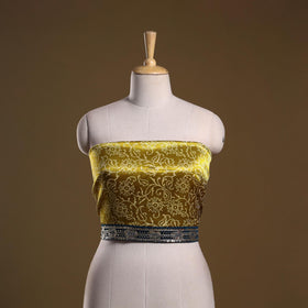 Kutch printed modal silk blouse piece with lace work 12