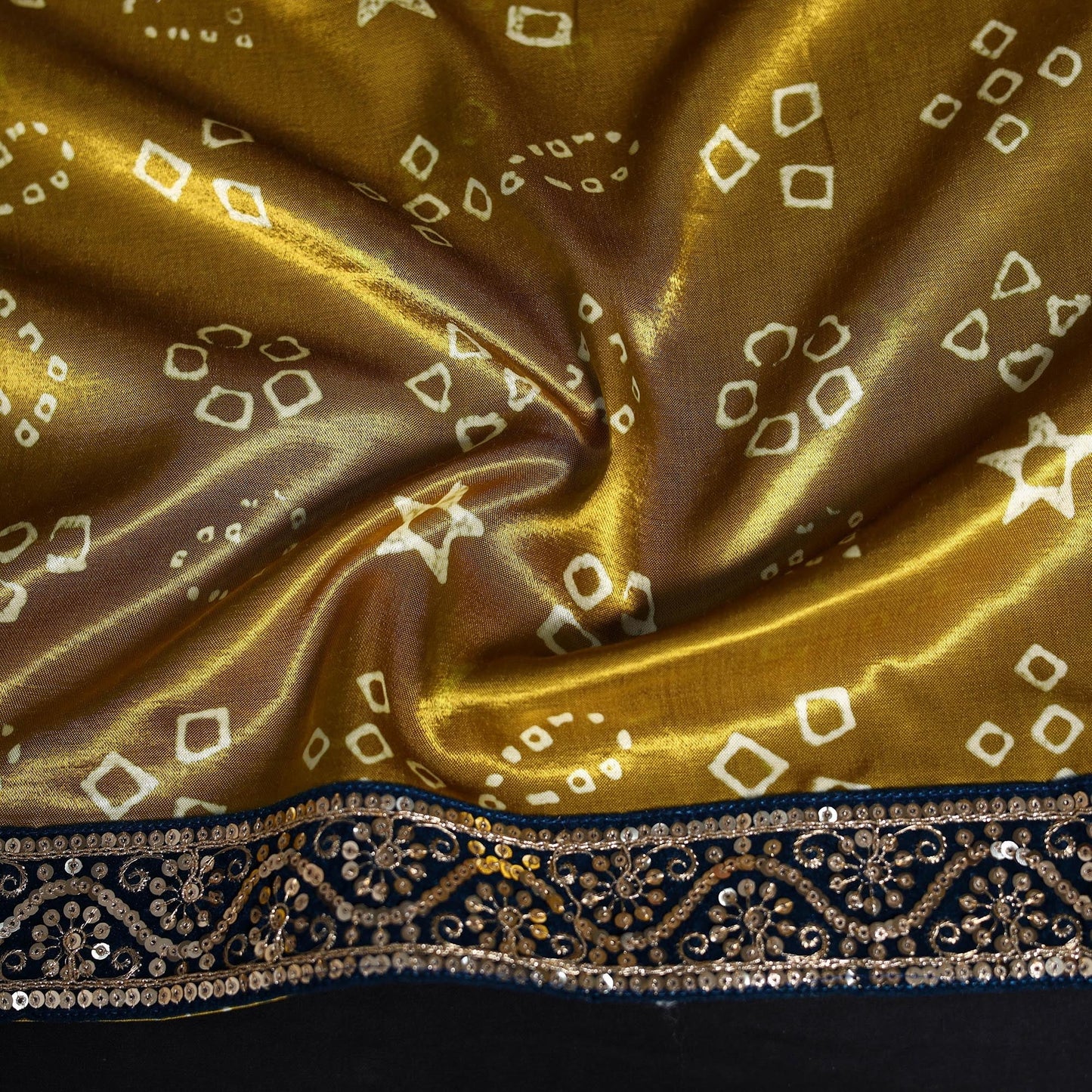 Kutch printed modal silk blouse piece with lace work 20