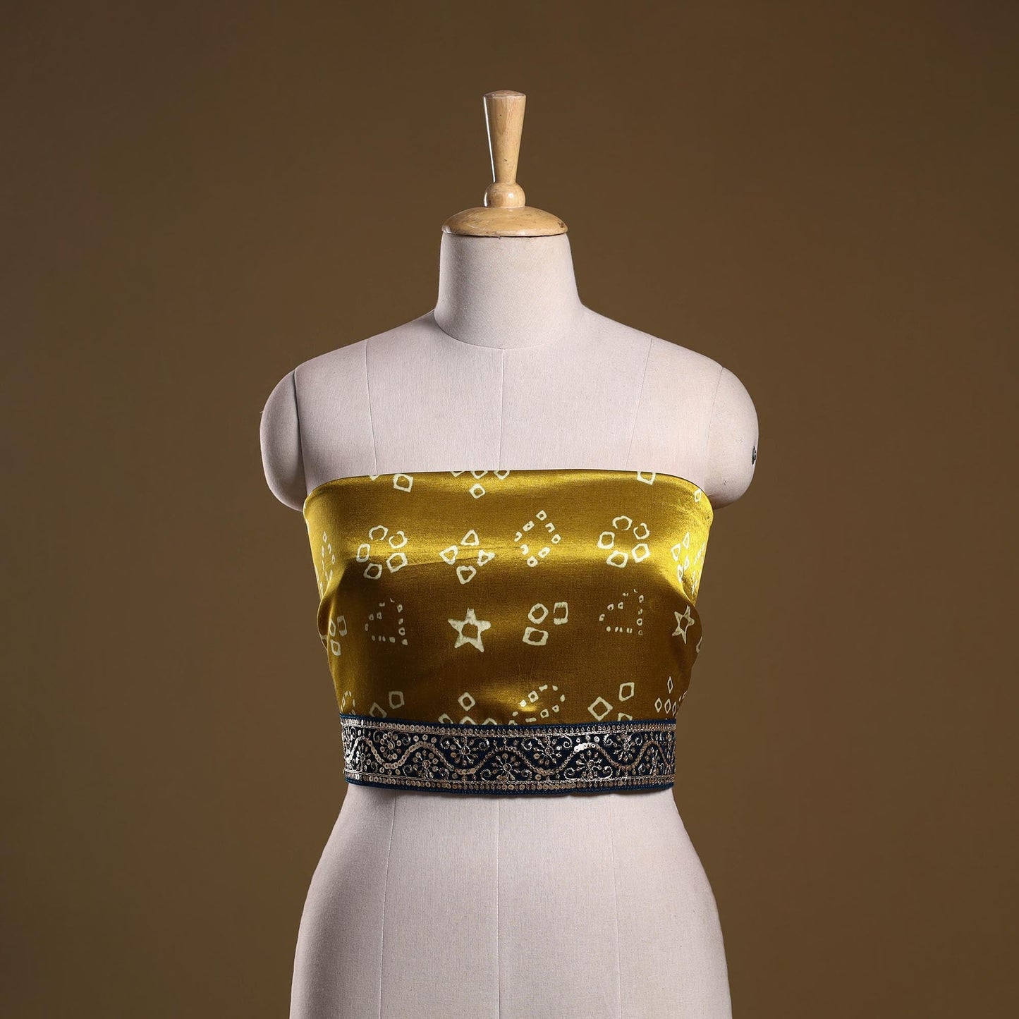 Kutch printed modal silk blouse piece with lace work 20