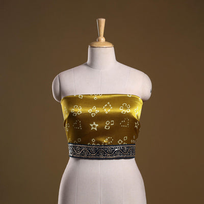 Kutch printed modal silk blouse piece with lace work 20