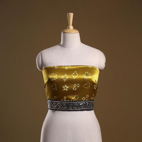 Kutch printed modal silk blouse piece with lace work 20