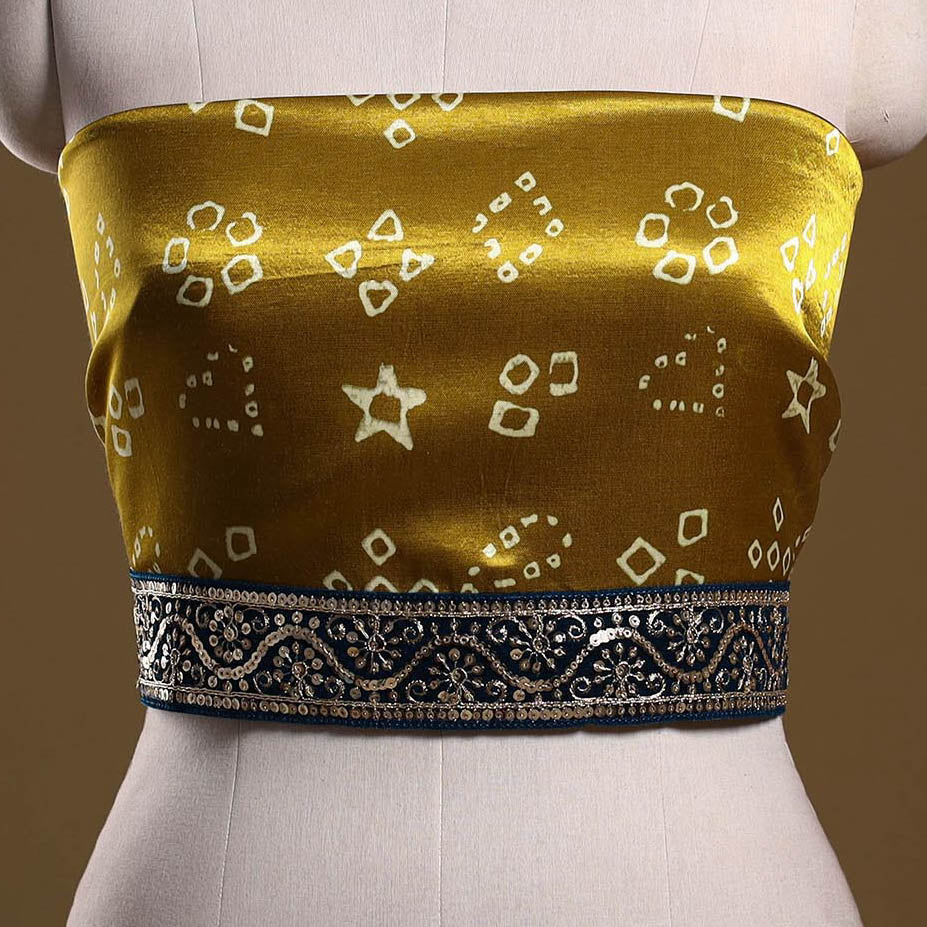 Kutch printed modal silk blouse piece with lace work 20