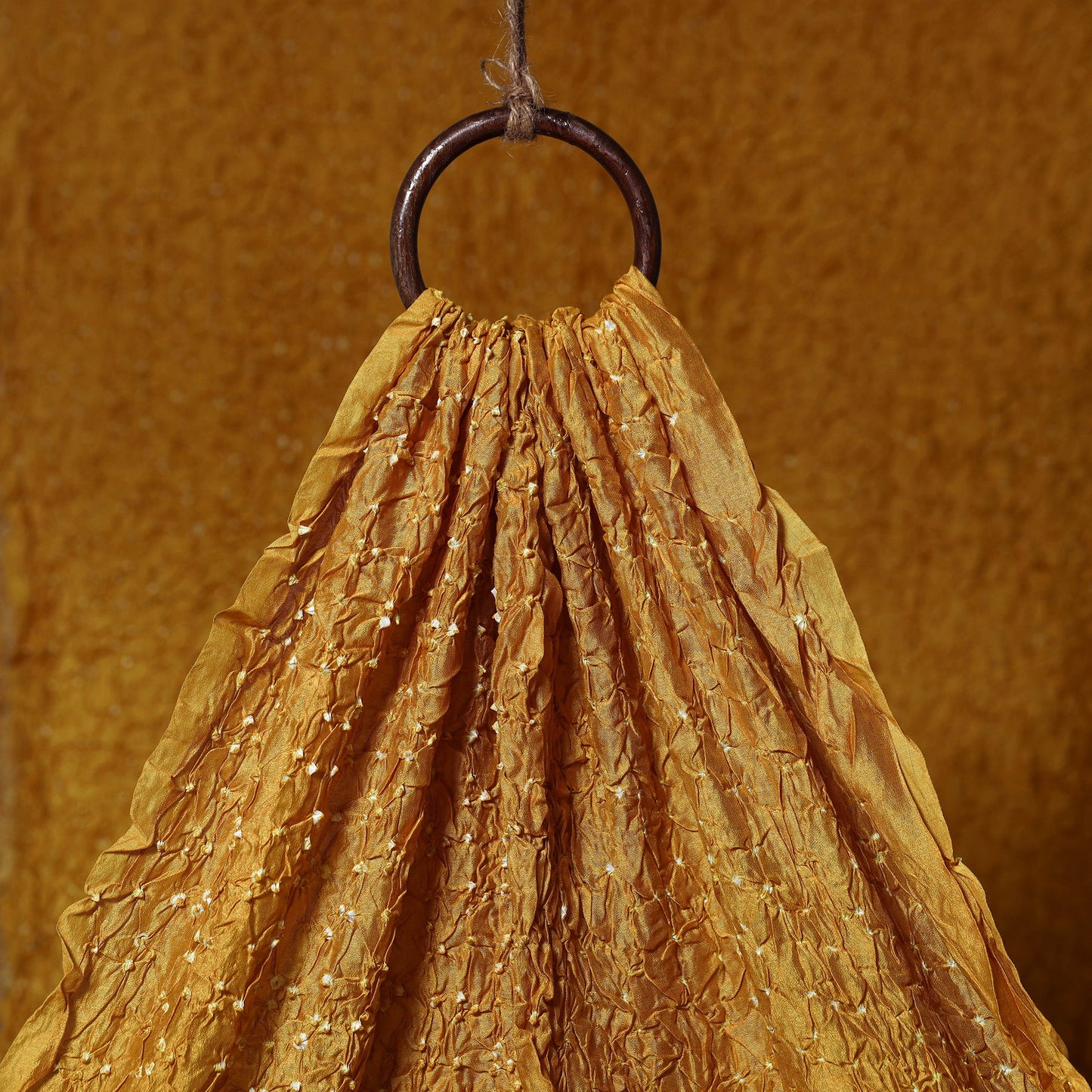 Yellow - kutch tie-dye chanderi silk bandhani fabric 01