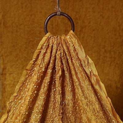 Yellow - kutch tie-dye chanderi silk bandhani fabric 01