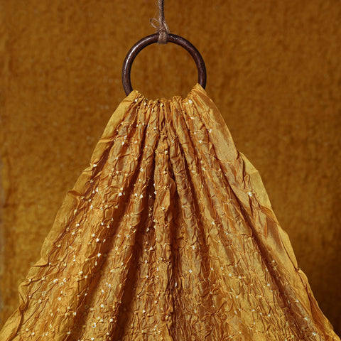 Yellow - kutch tie-dye chanderi silk bandhani fabric 01