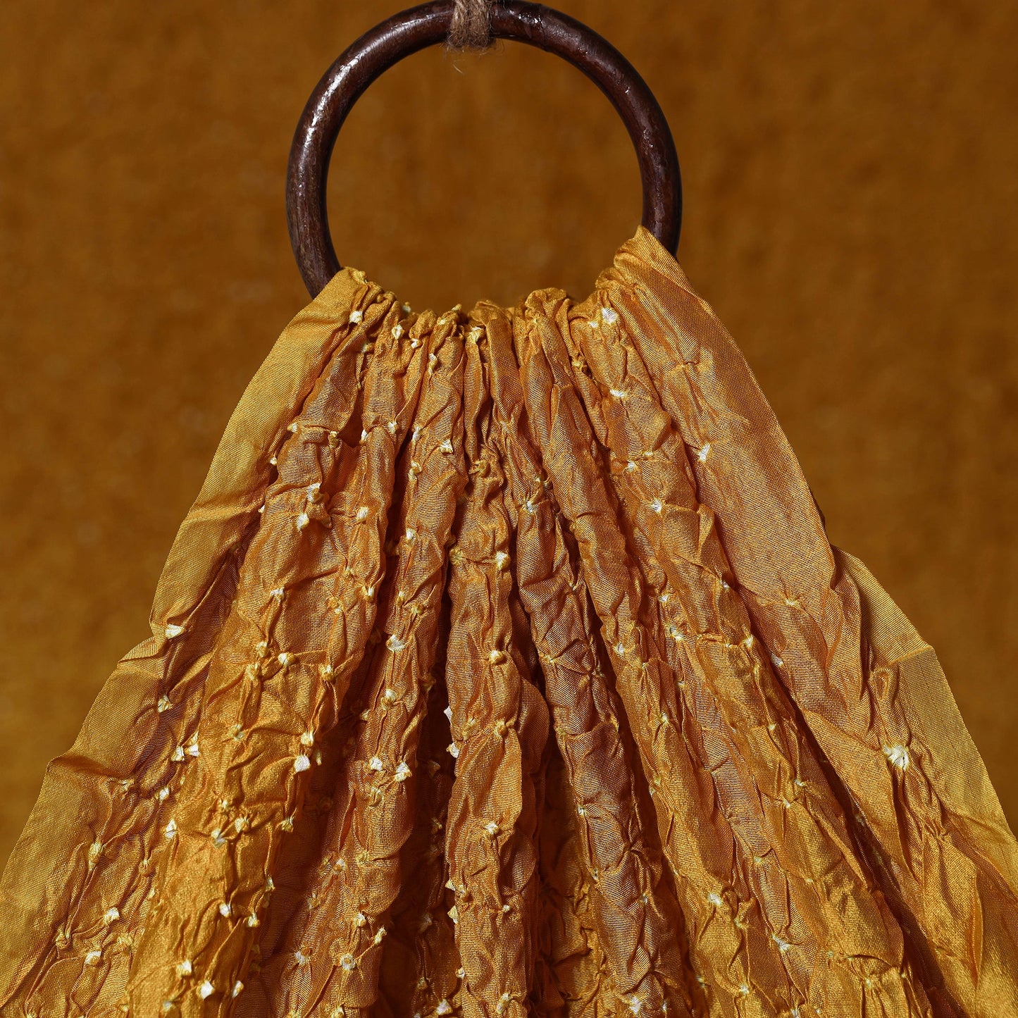 Yellow - kutch tie-dye chanderi silk bandhani fabric 01