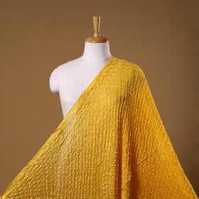 Yellow - kutch tie-dye chanderi silk bandhani fabric 03