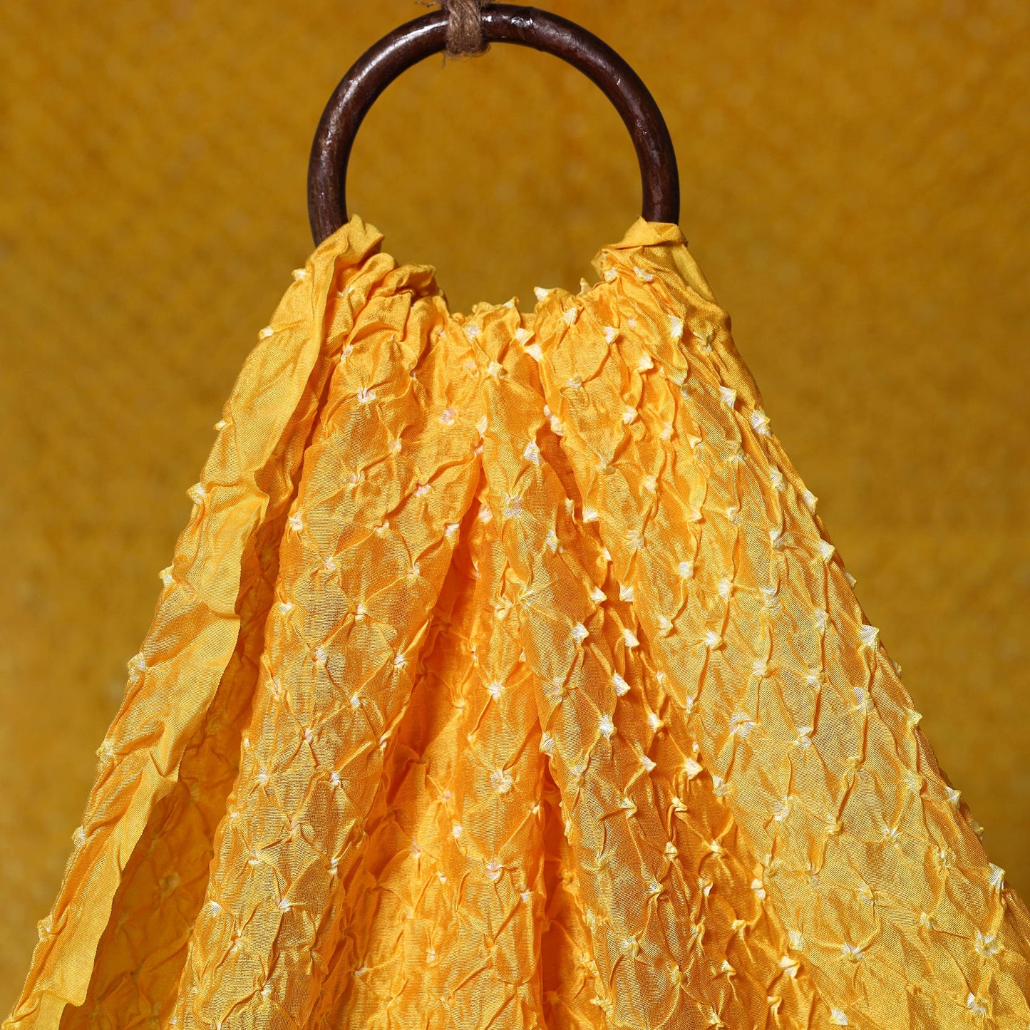 Yellow - kutch tie-dye chanderi silk bandhani fabric 03