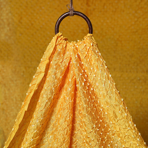 Yellow - kutch tie-dye chanderi silk bandhani fabric 03
