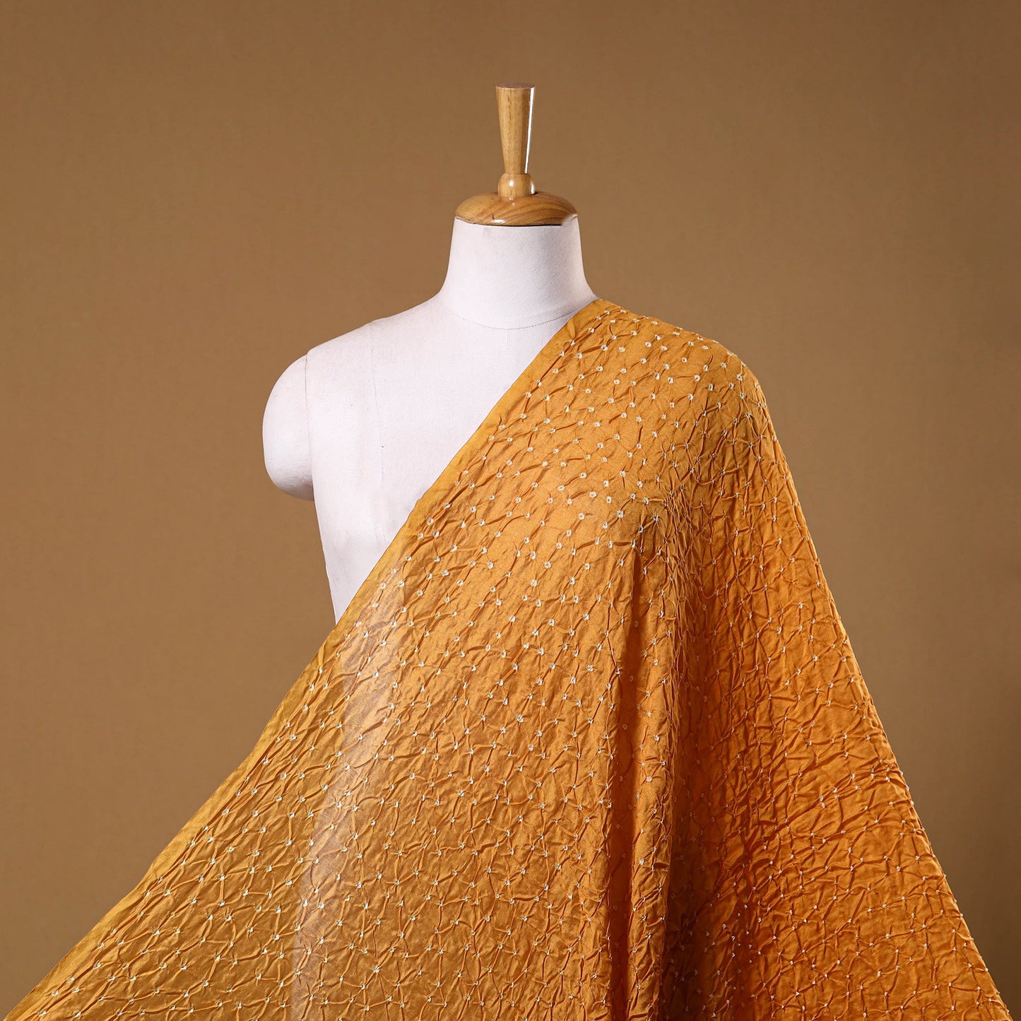 Yellow - kutch tie-dye chanderi silk bandhani fabric 06