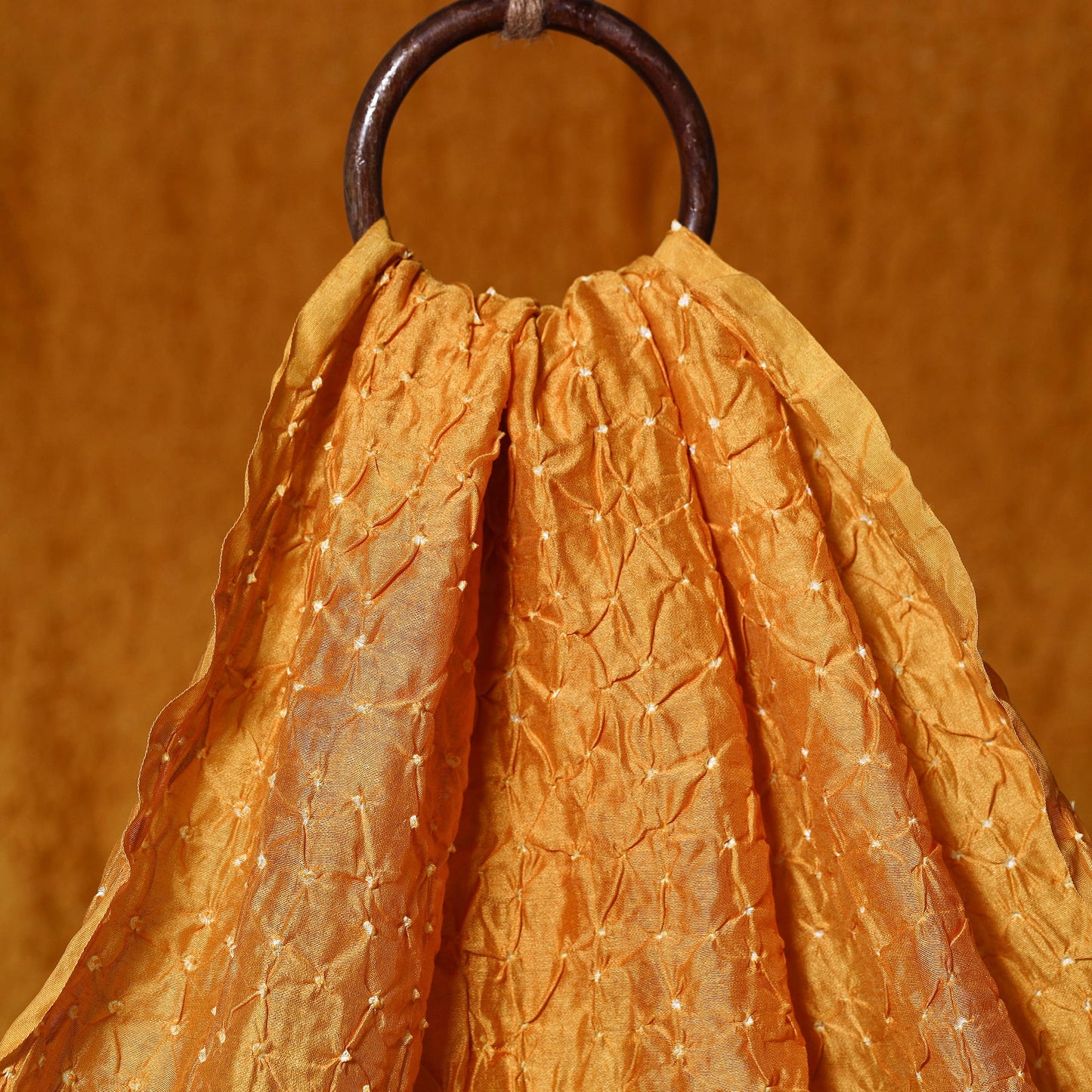 Yellow - kutch tie-dye chanderi silk bandhani fabric 06