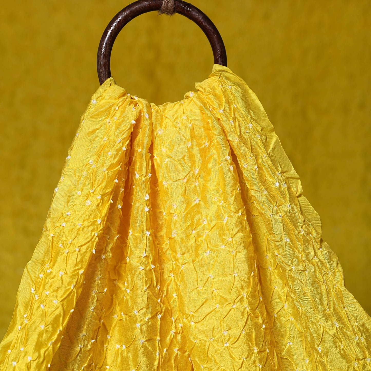 Yellow - kutch tie-dye chanderi silk bandhani fabric 08