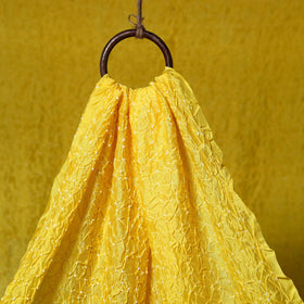 Yellow - kutch tie-dye chanderi silk bandhani fabric 08