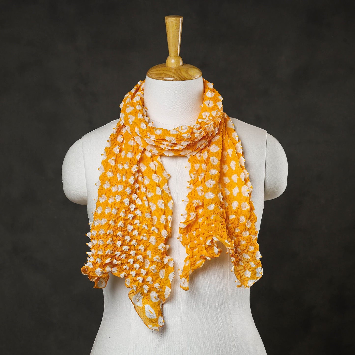 Orange - Kutch Tie-Dye Cotton Bandhani Stole 05