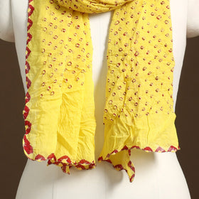 Yellow Kutch Tie-Dye Cotton Bandhani Stole