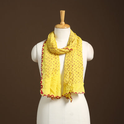 Yellow Kutch Tie-Dye Cotton Bandhani Stole