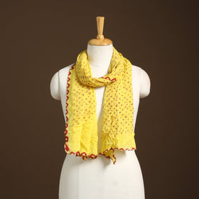 Yellow Kutch Tie-Dye Cotton Bandhani Stole