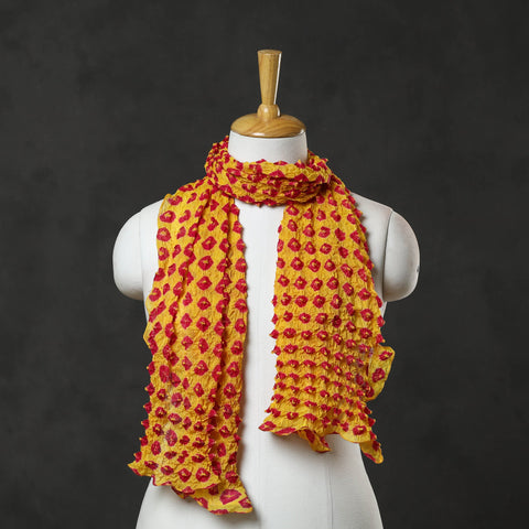  Yellow Kutch Tie-Dye Cotton Bandhani Stole Online