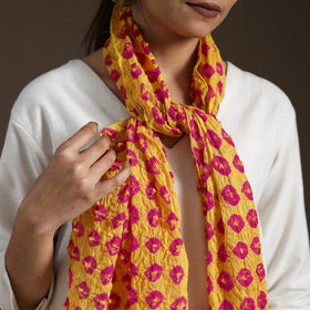 Buy Yellow Kutch Tie-Dye Cotton Bandhani Stole