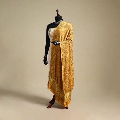 Yellow - kutch tie-dye modal silk bandhani dupatta