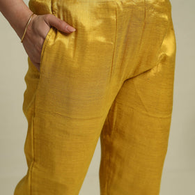 Yellow Lace Work Fine Tissue Zari Plain Anarkali Kurta Set for Women