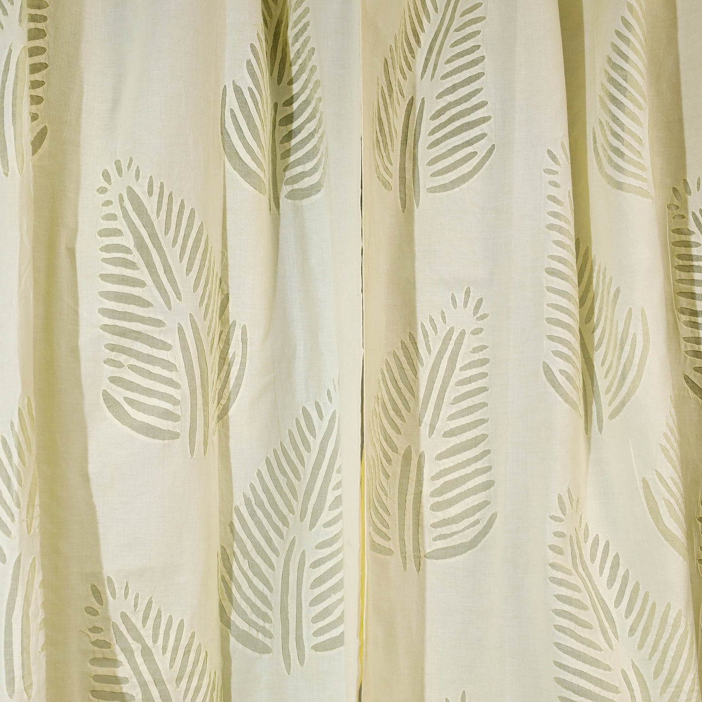 Yellow Leaves Cutwork Cotton Barmer Applique Door Curtain