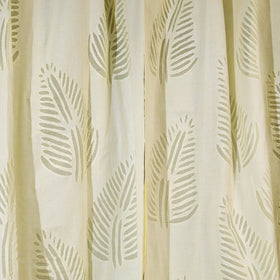 Yellow Leaves Cutwork Cotton Barmer Applique Door Curtain
