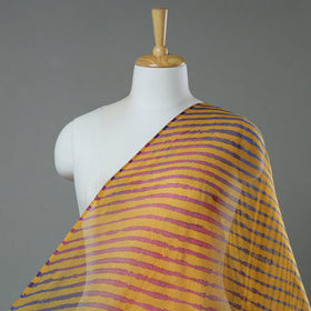 Yellow Leheriya Tie-Dye Kota Doria Silk Fabric