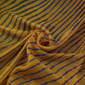 Yellow Leheriya Tie-Dye Kota Doria Silk Fabric