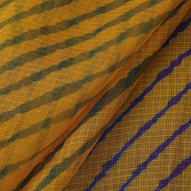 Yellow Leheriya Tie-Dye Kota Doria Silk Fabric