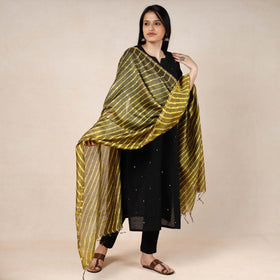 Leheriya Tie-Dye Mothra Chanderi Silk Dupatta with Tassels