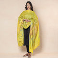 Leheriya Tie-Dye Tussar Silk Handloom Dupatta with Tassels