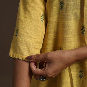 A-line cotton hand embroidered jacquard kurta for women 10