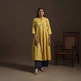 A-line cotton hand embroidered jacquard kurta for women 10
