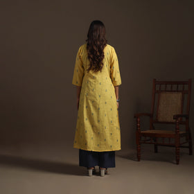 A-line cotton hand embroidered jacquard kurta for women 10