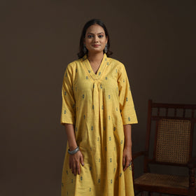 A-line cotton hand embroidered jacquard kurta for women 10