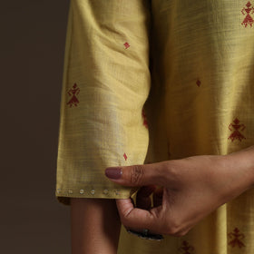 A-line cotton hand embroidered jacquard kurta for women 16