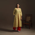 A-line cotton hand embroidered jacquard kurta for women 16