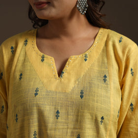 A-line cotton hand embroidered jacquard kurta for women 20